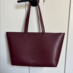 Near-pristine Mansur Gavriel zip-top tote in Oxblood leather